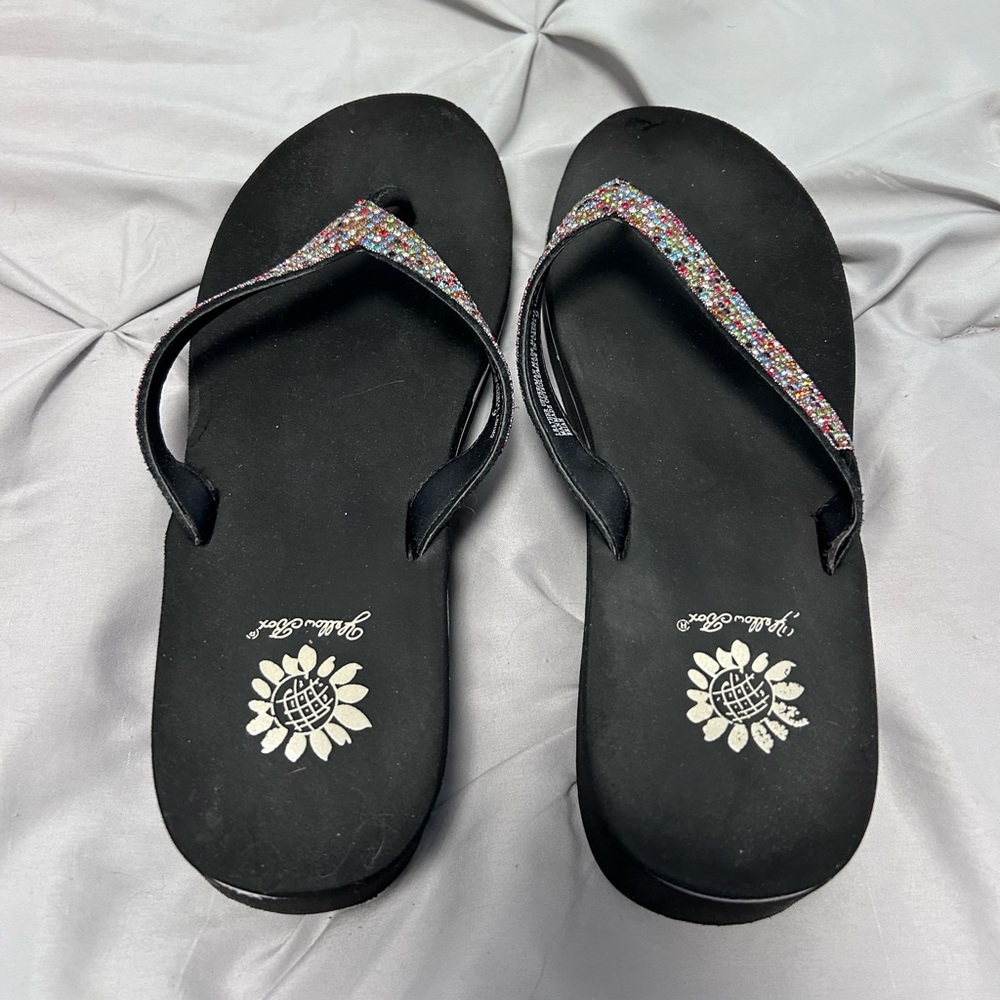Yellow Box wedge flip flop